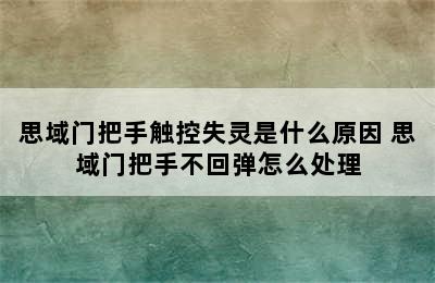 思域门把手触控失灵是什么原因 思域门把手不回弹怎么处理